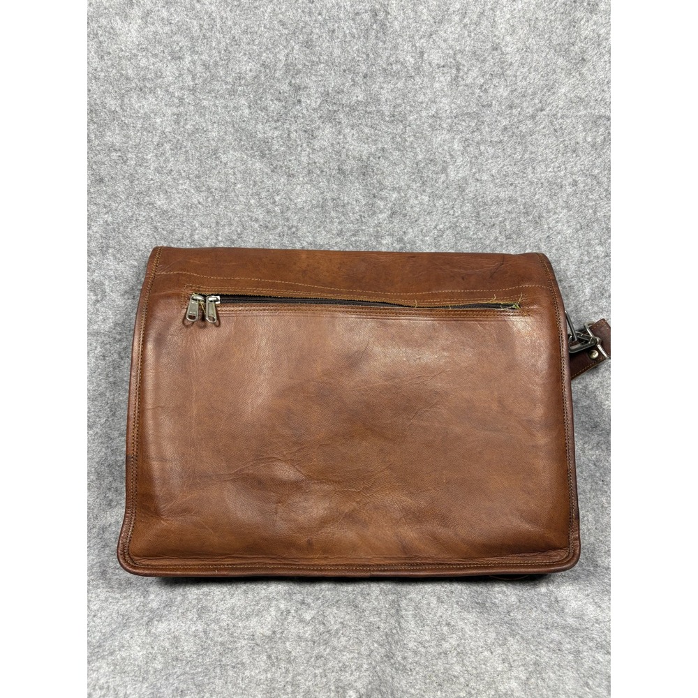 Handmade World Messenger Bag Large Brown Leather Vintage Laptop Satchel - Picture 5 of 16